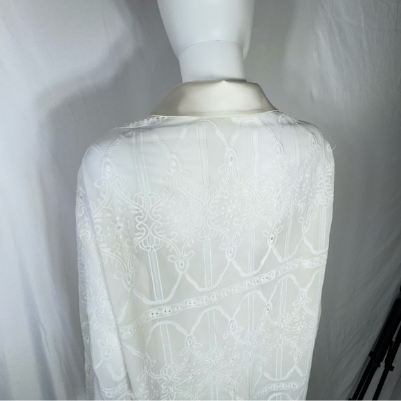 Impressions Women’s Off-White Placket Lace Button Down Shirt / Mini Dress - Picture 4 of 7